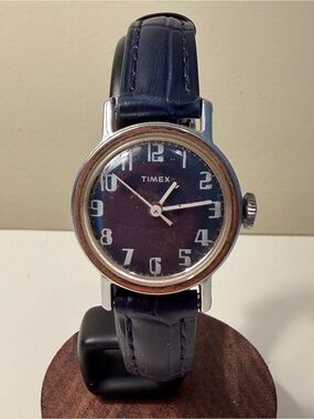 Vintage Timex Mechanical/Manual Wind Watch – 25mm | New Blue Leather Band